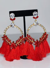 Load image into Gallery viewer, SHOWSTOPPER &quot;RED&quot; TASSEL EARRINGS
